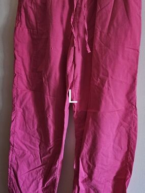 Womens Bright Hot Pink Drawstring Scrub Pants